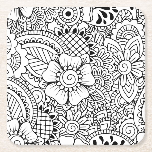 Inspirerade blommor underlägg papper kvadrat (Framsidan)