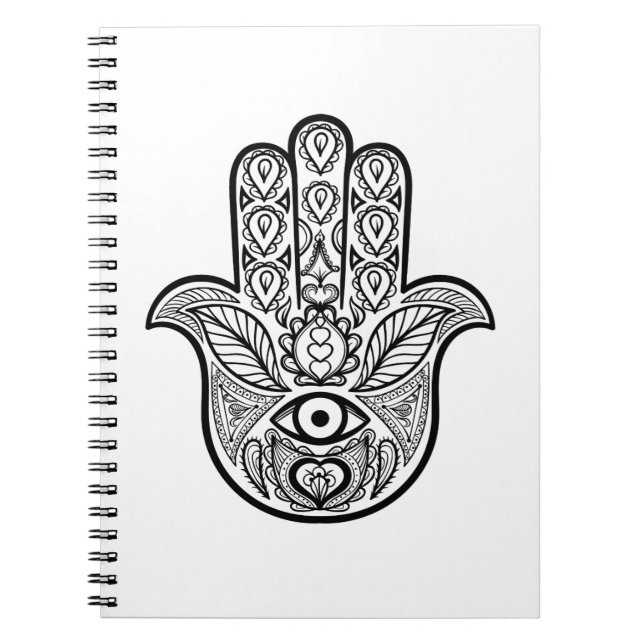 Inspirerade Hamsa räcker Anteckningsbok (Framsidan)