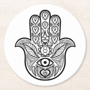 Inspirerade Hamsa räcker Underlägg Papper Rund