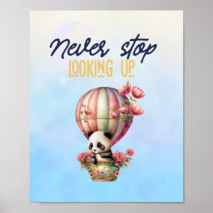 inspirerande affisch med varmluftsballong panda tr