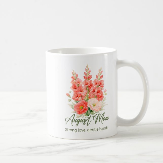 Inspirerande augusti födelsedagsblomma mammatränin kaffemugg (Höger)