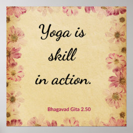 Inspirerande Beige Rosa Gita Yoga Citat Blommig Poster