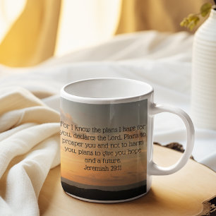 Inspirerande bibelvers Jeremia 29:11 soluppgång Kaffemugg