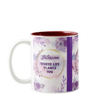 Inspirerande blomkeramisk mugg | Lila tekopp