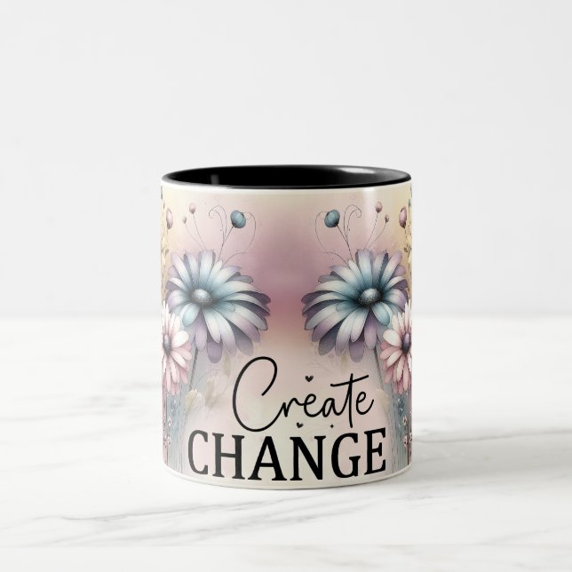 Inspirerande blomsteromslag Två-Tonad mugg (Center)