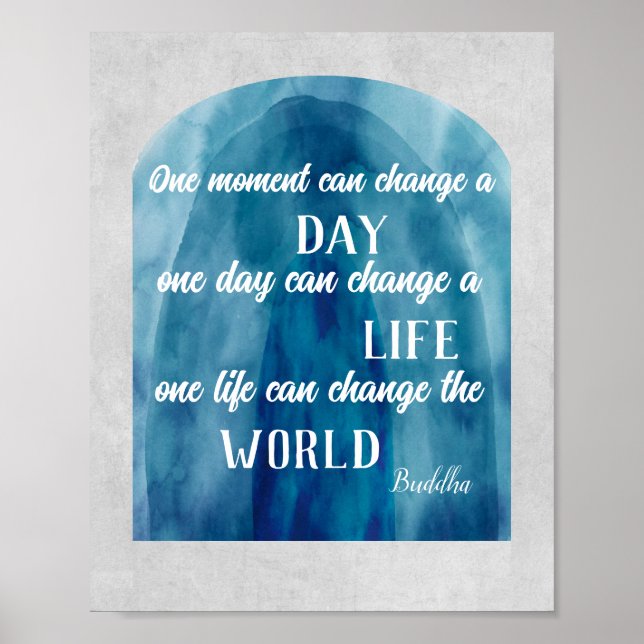 inspirerande Buddha-citat blått och grått-vattenco Poster (Framsidan)