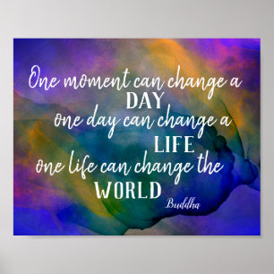 inspirerande Buddha-citat blått och lila fet Poster