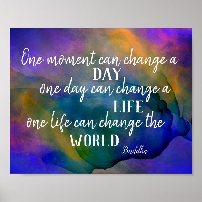 inspirerande Buddha-citat blått och lila fet Poster (Framsidan)