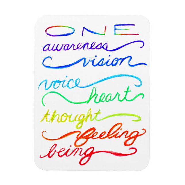 Inspirerande Chakra-tema regnbågsord Magnet (Vertikal)