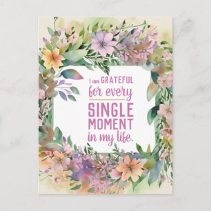 Inspirerande Citat Blommig Tacksamhetshållning Vykort