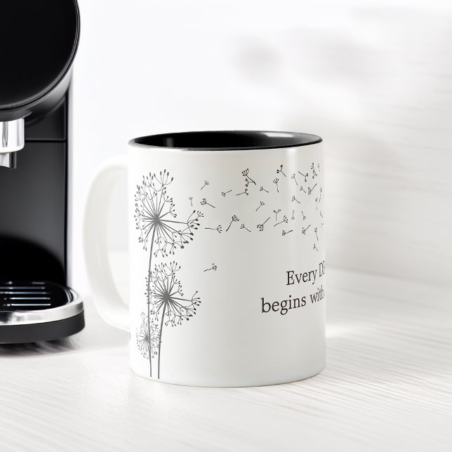 Inspirerande Citat Grafik Maskros Två-Tonad Mugg (Inspiring Quote Graphic Dandelion Two-Tone Coffee Mug)