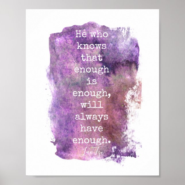 inspirerande citat lila Lao Tzu text Poster (Framsidan)