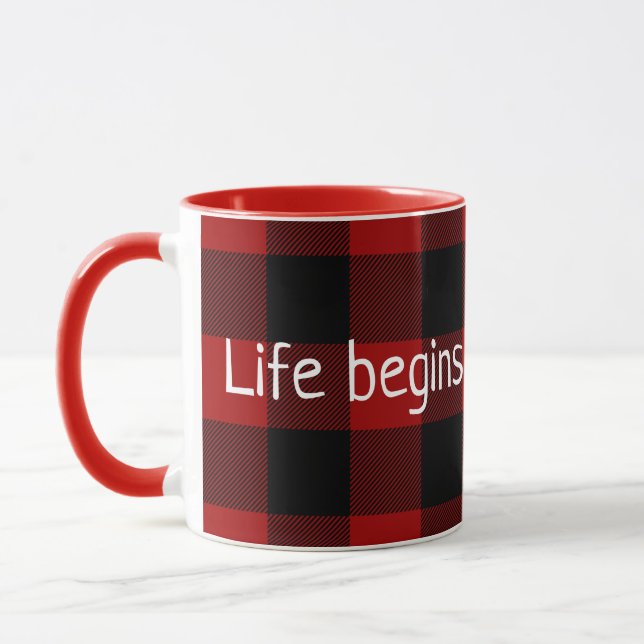 inspirerande citat på buffalo plaid mugg (Vänster)