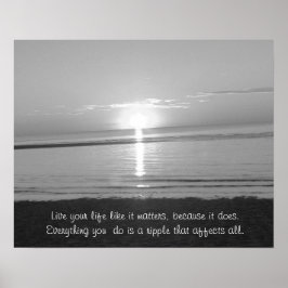 Inspirerande citat-plakat med solnedgång på strand poster