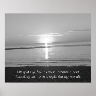 Inspirerande citat-plakat med solnedgång på strand poster