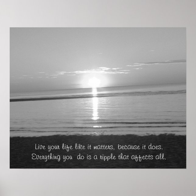 Inspirerande citat-plakat med solnedgång på strand poster (Framsidan)