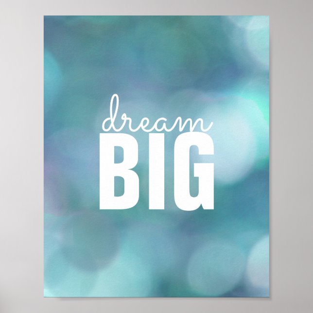 inspirerande citat poster drömmen stor på blått (Framsidan)