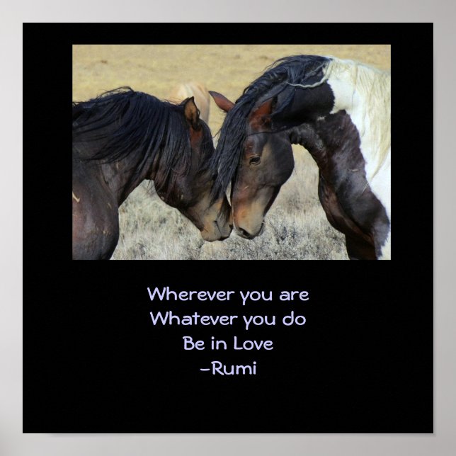 Inspirerande citat. Två bruna Vild Horses Nuzzling Poster (Framsidan)