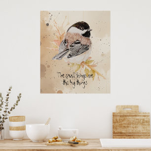 Inspirerande citat Vattenfärg Mesebottenfågel Poster