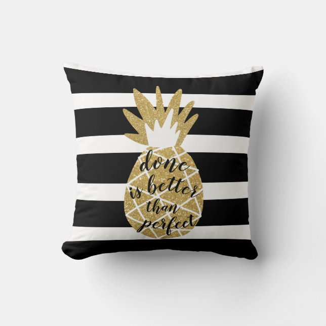 inspirerande citattanas ananas guld gitter svart kudde (Framsida)