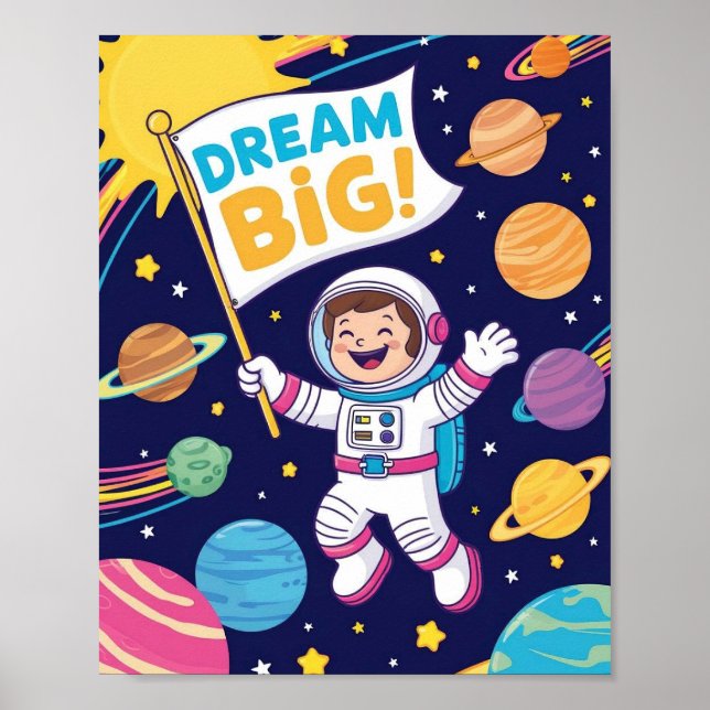 Inspirerande "Dröm Stort" för barn Poster (Framsidan)