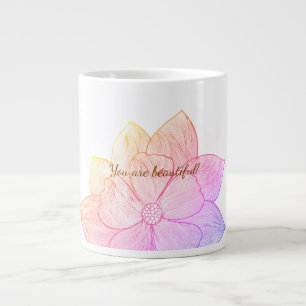 Inspirerande "Du är vacker" Solnedgångsblommor Jumbo Mugg