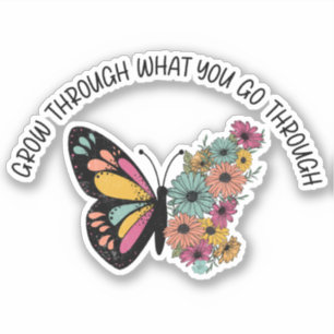 Inspirerande fjäril blommor citat klistermärken