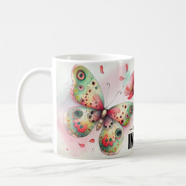 Inspirerande fjärils-citat kaffemugg (Vänster)