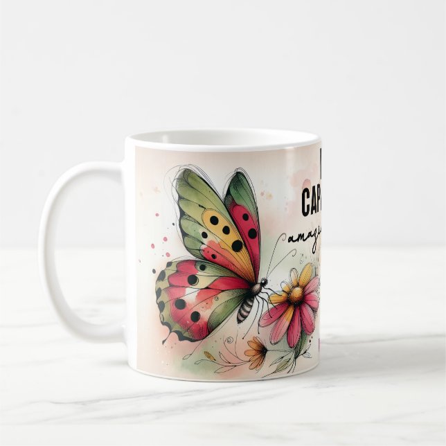Inspirerande fjärils-citat kaffemugg (Vänster)