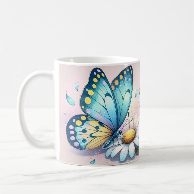 Inspirerande fjärils-citat kaffemugg (Vänster)