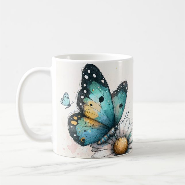 Inspirerande fjärils-citat kaffemugg (Vänster)