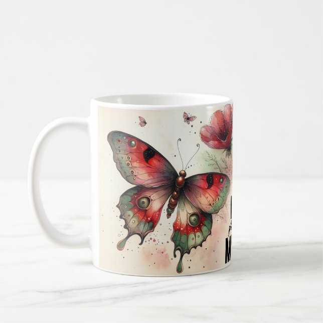 Inspirerande fjärils-citat kaffemugg (Vänster)