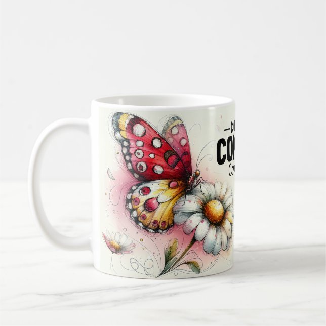 Inspirerande fjärils-citat kaffemugg (Vänster)