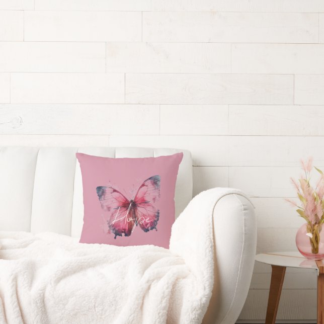 Inspirerande förhoppning Rosa fjäril Kudde (Soffa)