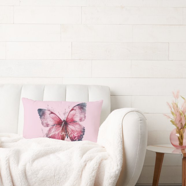 Inspirerande förhoppning Rosa fjäril Lumbarkudde (Soffa)