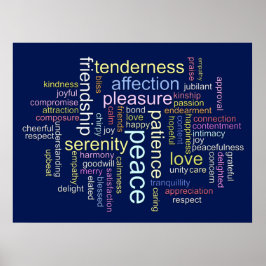 Inspirerande fred och kärlek ordmoln poster