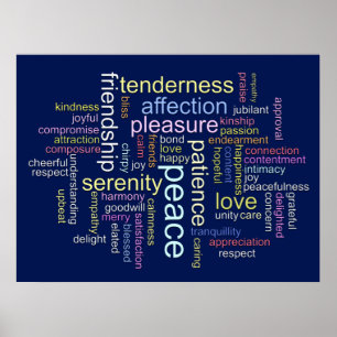 Inspirerande fred och kärlek ordmoln poster