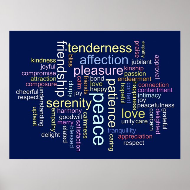 Inspirerande fred och kärlek ordmoln poster (Framsidan)