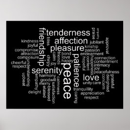 Inspirerande fred och kärlek Word Cloud -affisch Poster