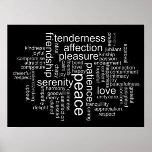 Inspirerande fred och kärlek Word Cloud -affisch Poster