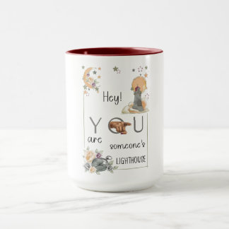 Inspirerande fyr-gåva positiv påminnelse mugg