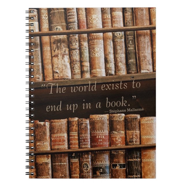 Inspirerande gammal Bok-citat Anteckningsbok (Framsidan)