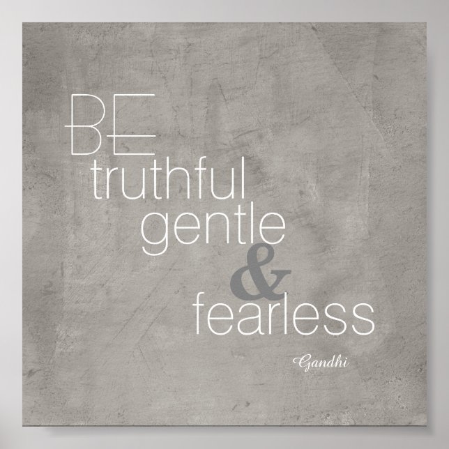 inspirerande Gandhi-citat poster grått och vit (Framsidan)