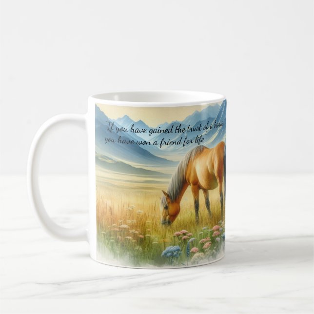 Inspirerande hästcitat vattenfärg kaffemugg (Vänster)