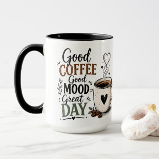 Inspirerande kaffecitat Svart handtag Keramik Mugg