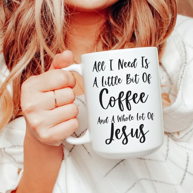 Inspirerande kristen mugg Tro mugg Present till he (All I Need Is Coffee and Jesus Mug – Christian Gift for Her, Coffee and Jesus Quote Mug for Friends)