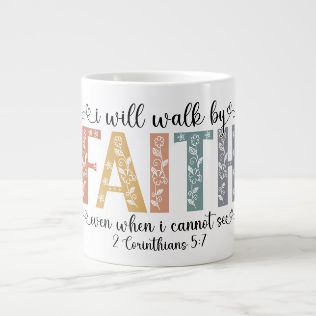 inspirerande kristen trosvers jumbo mugg (Framsidan)