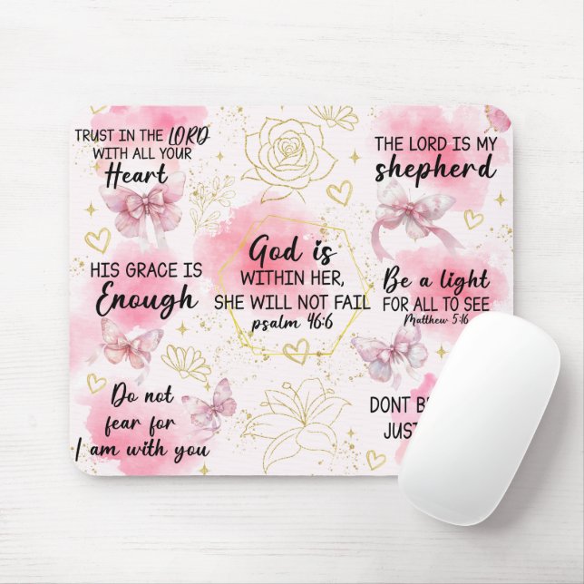 Inspirerande kristna bibelverser musmatta (Med mus)
