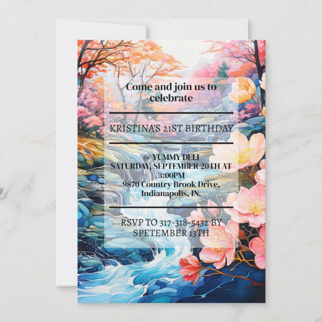 Inspirerande Land Bäck Födelsedagsfest Inbjudningar (Framsida)