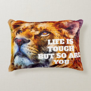 Inspirerande Lejon Ansikte Tufft Mod Rädsllös Prydnadskudde